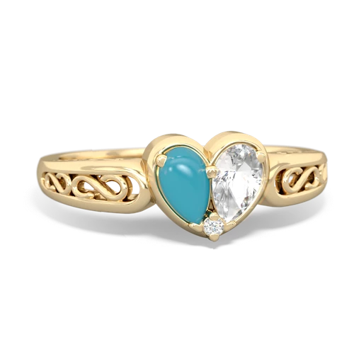 turquoise-white topaz filligree ring