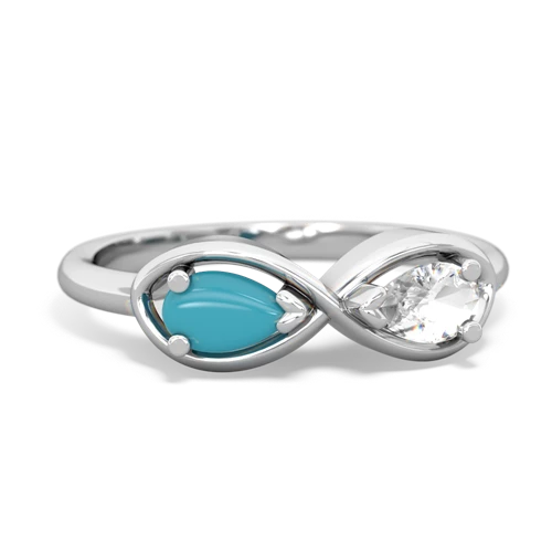 turquoise-white topaz infinity ring