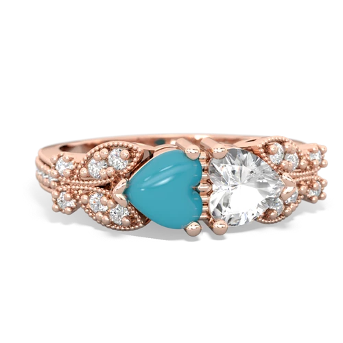 turquoise-white topaz keepsake butterfly ring