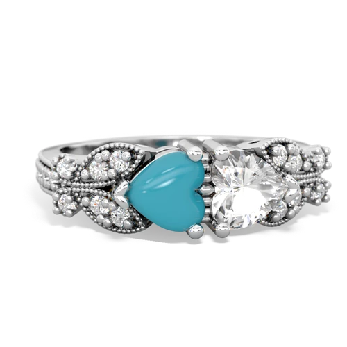 turquoise-white topaz keepsake butterfly ring