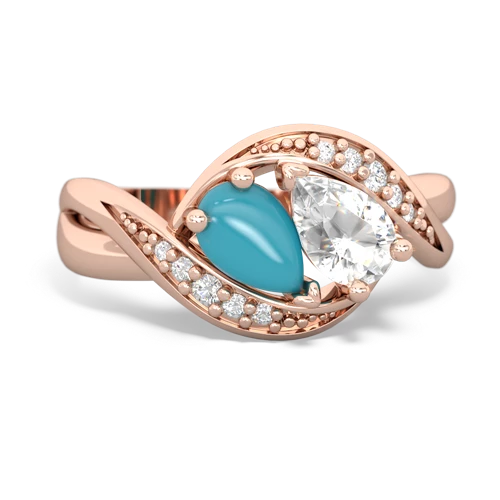 turquoise-white topaz keepsake curls ring