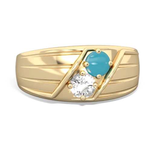 turquoise-white topaz mens ring