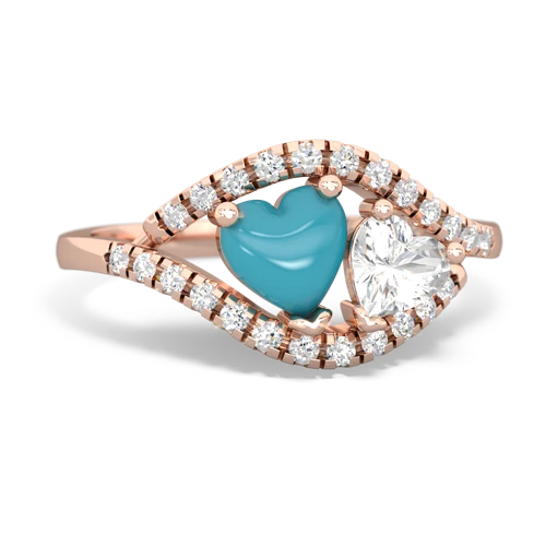turquoise-white topaz mother child ring