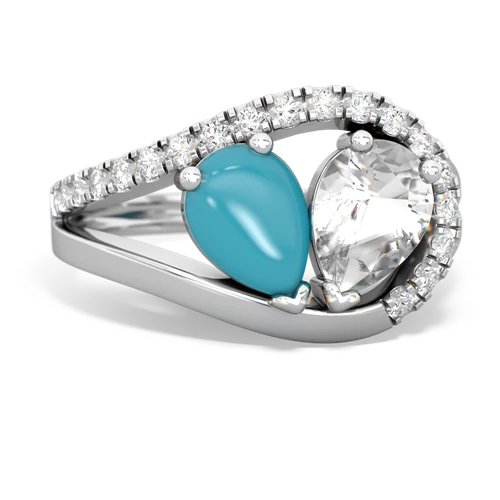 turquoise-white topaz pave heart ring