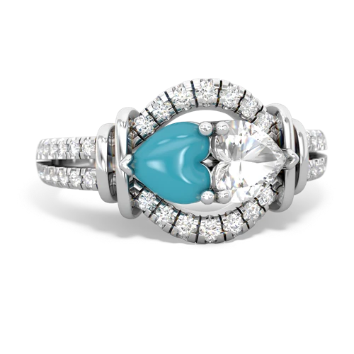 turquoise-white topaz pave keepsake ring