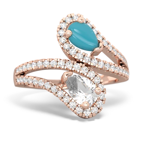 turquoise-white topaz pave swirls ring