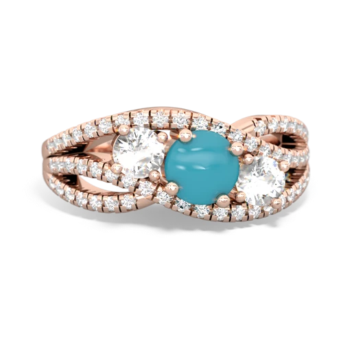 turquoise-white topaz three stone pave ring