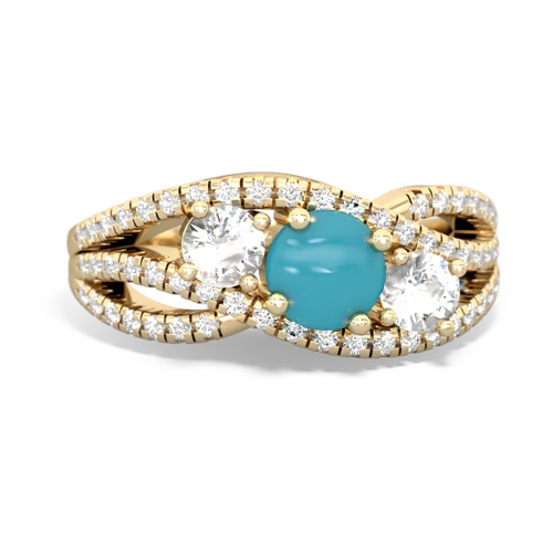 turquoise-white topaz three stone pave ring