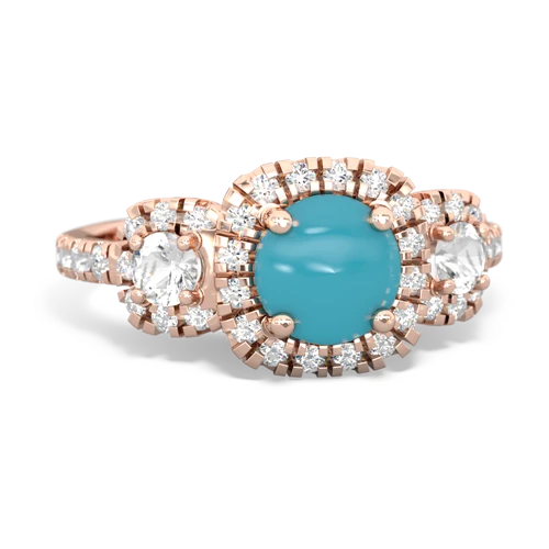 turquoise-white topaz three stone regal ring