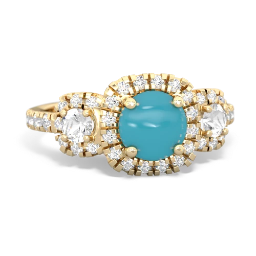 turquoise-white topaz three stone regal ring