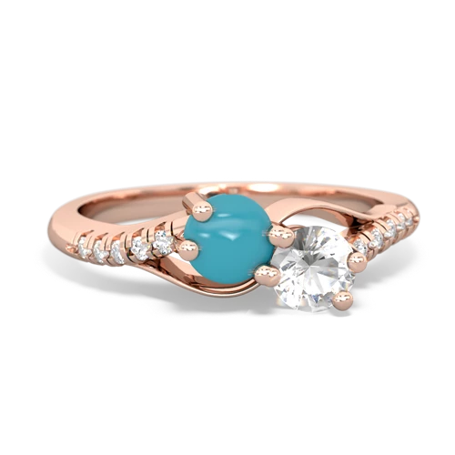 turquoise-white topaz two stone infinity ring