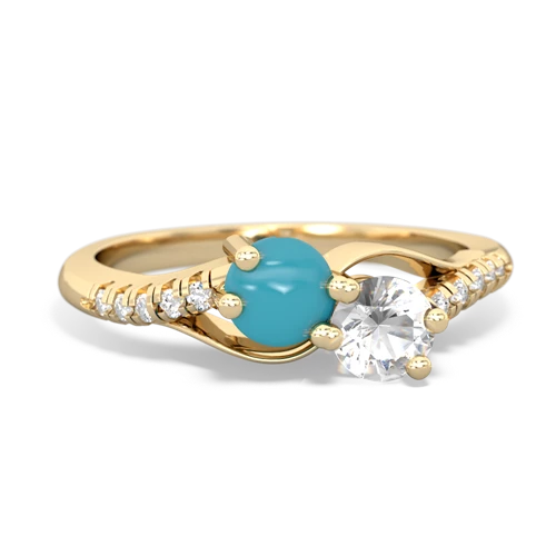 turquoise-white topaz two stone infinity ring