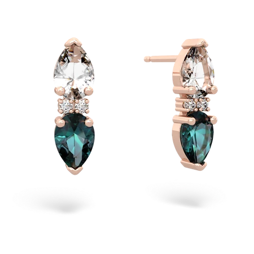 white topaz-alexandrite bowtie earrings
