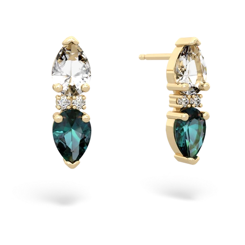 white topaz-alexandrite bowtie earrings