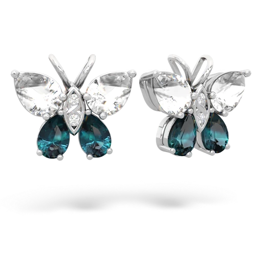 white topaz-alexandrite butterfly earrings