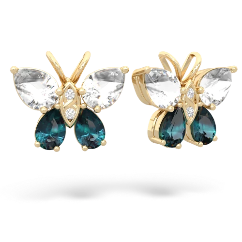 white topaz-alexandrite butterfly earrings