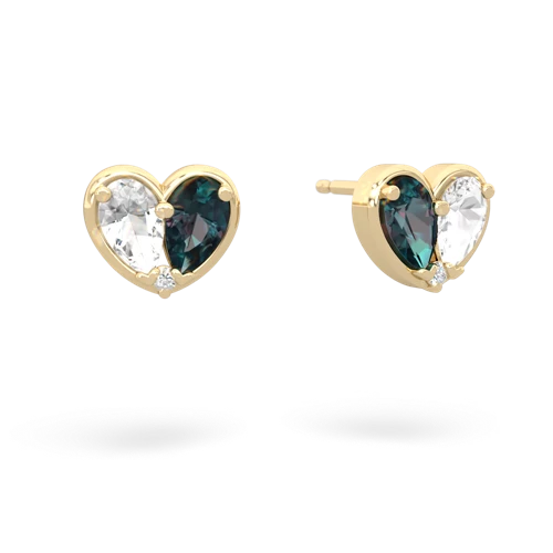 white topaz-alexandrite one heart earrings