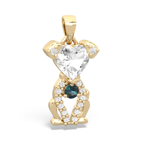 white topaz-alexandrite birthstone puppy pendant