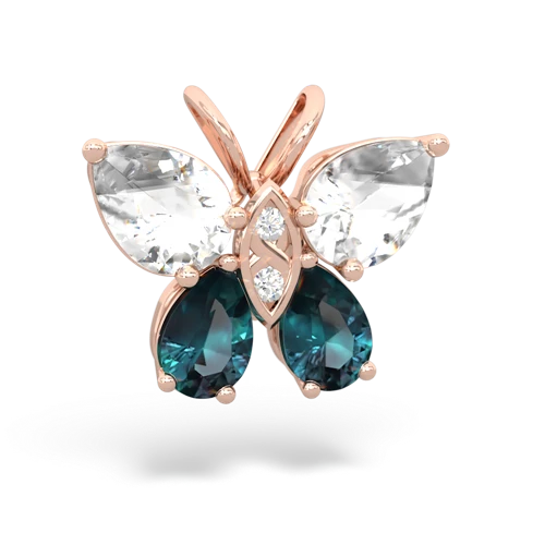 white topaz-alexandrite butterfly pendant