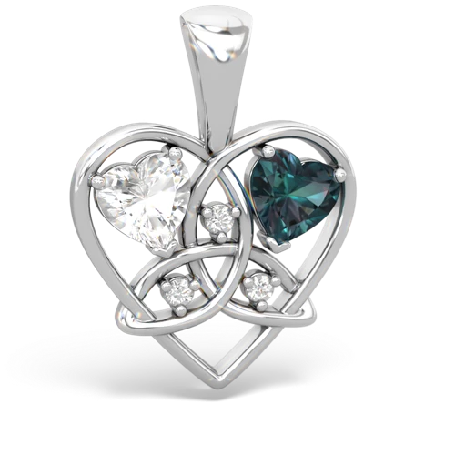 white topaz-alexandrite celtic heart pendant