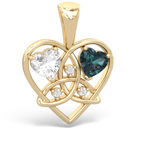 white topaz-alexandrite celtic heart pendant