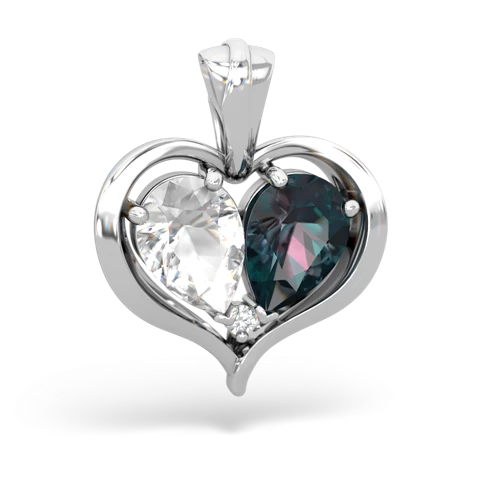 white topaz-alexandrite half heart whole pendant