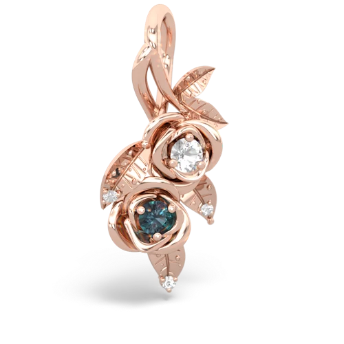 white topaz-alexandrite rose vine pendant