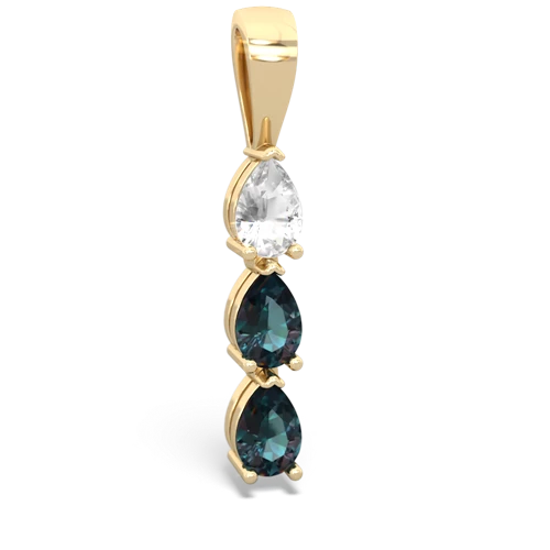 white topaz-alexandrite three stone pendant