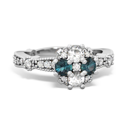 white topaz-alexandrite art deco engagement ring