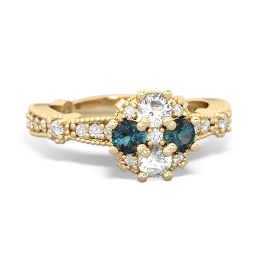 white topaz-alexandrite art deco engagement ring