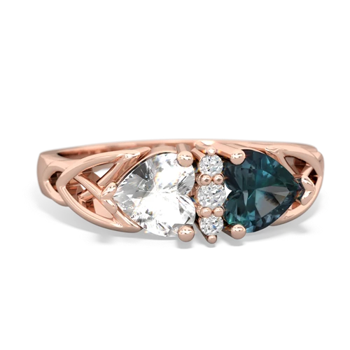 white topaz-alexandrite celtic ring