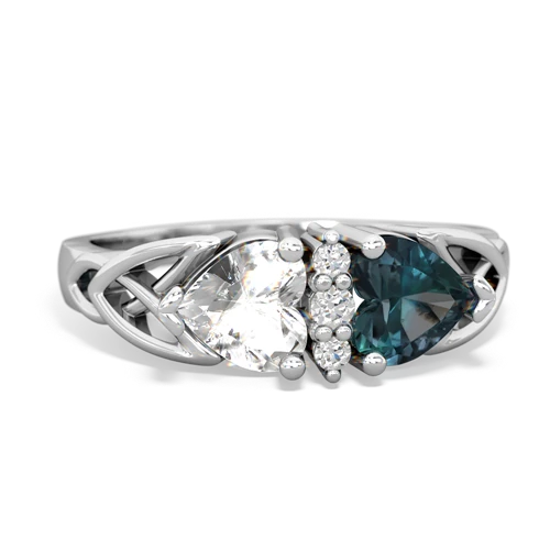 white topaz-alexandrite celtic ring