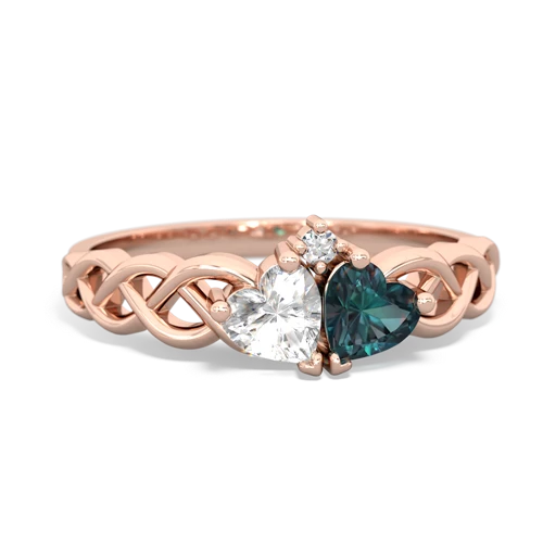 white topaz-alexandrite celtic braid ring