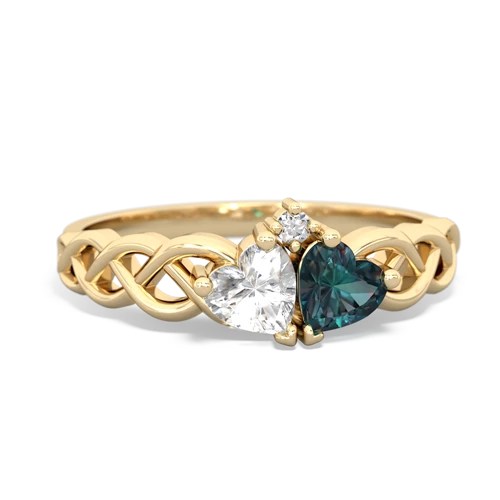 white topaz-alexandrite celtic braid ring