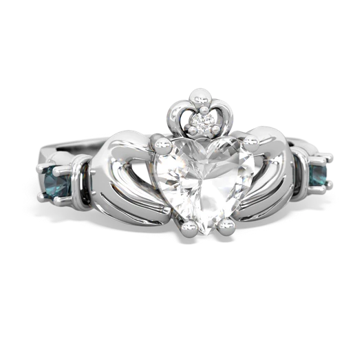 white topaz-alexandrite claddagh ring
