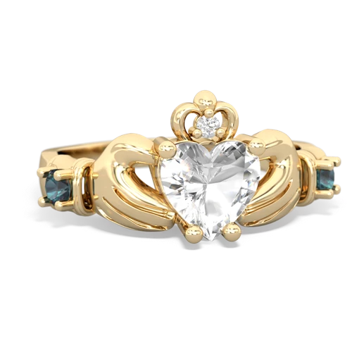 white topaz-alexandrite claddagh ring