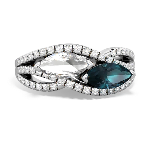 white topaz-alexandrite double heart ring