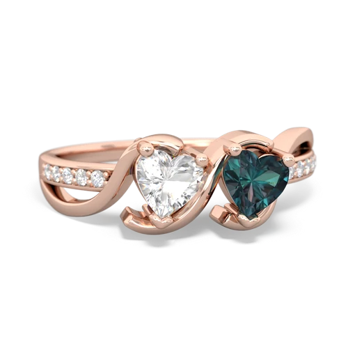 white topaz-alexandrite double heart ring