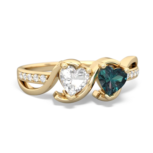 white topaz-alexandrite double heart ring