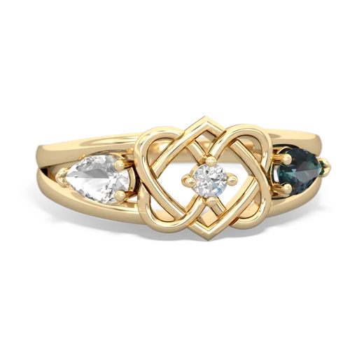 white topaz-alexandrite double heart ring