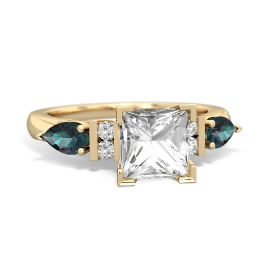 White Topaz Genuine White Topaz with Lab Created Alexandrite and Genuine Aquamarine Engagement ring Ring