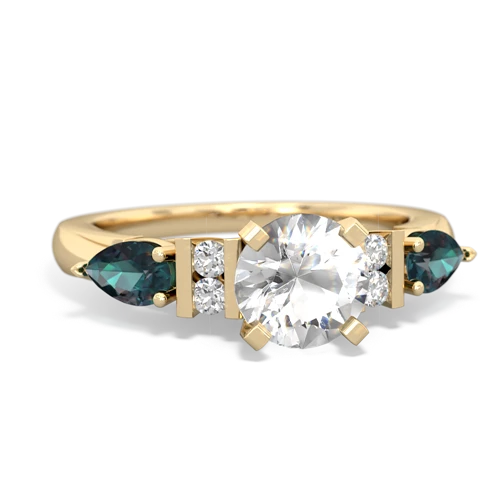 White Topaz Genuine White Topaz with Lab Created Alexandrite and Genuine Aquamarine Engagement ring Ring