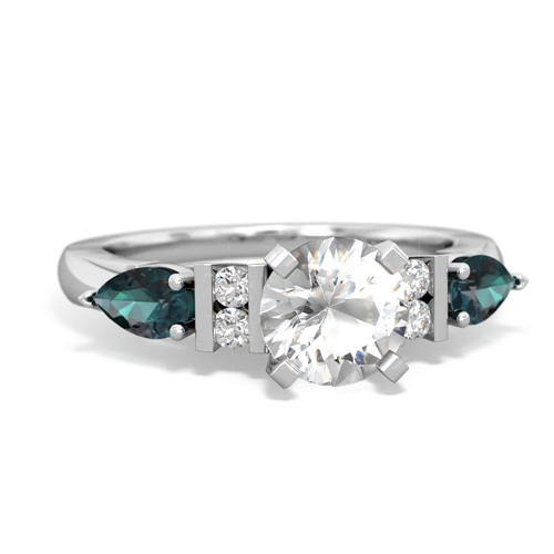 white topaz-alexandrite engagement ring