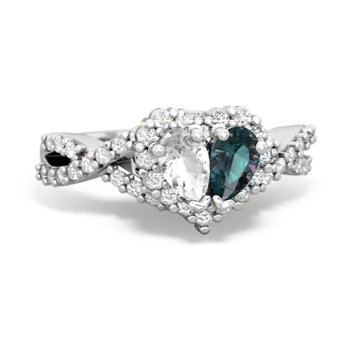 white topaz-alexandrite engagement ring