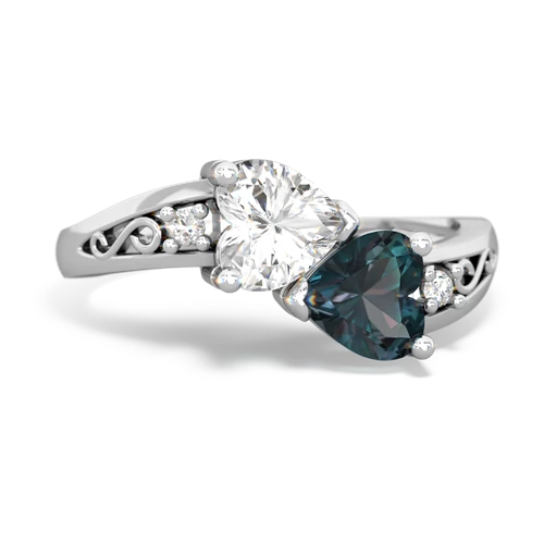 white topaz-alexandrite filligree ring