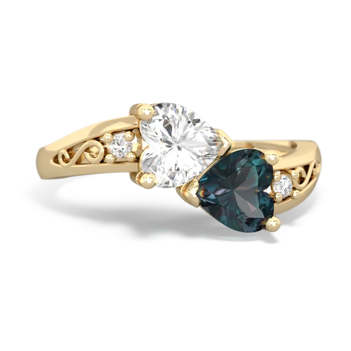 white topaz-alexandrite filligree ring