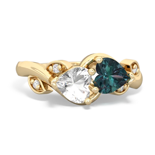 white topaz-alexandrite floral keepsake ring