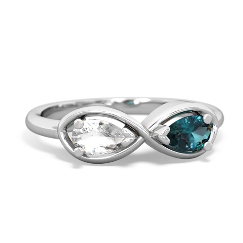 white topaz-alexandrite infinity ring