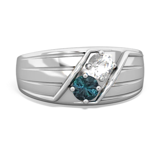 white topaz-alexandrite mens ring