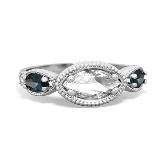 white topaz-alexandrite milgrain marquise ring